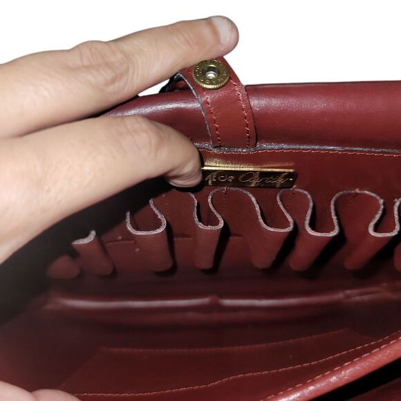 Cartier BORDEAUX and Gold Shoulder SADDLE Bag with Flap Closure VINTAGE - Picture 14 of 16